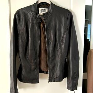 Leather Look jacket Dark Brown